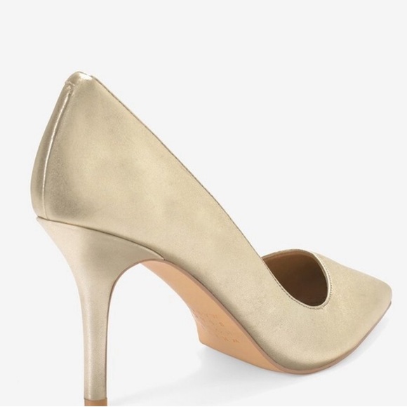 WHBM Ella Leather D'Orsay Heels Gold Metallic 5.5M - Picture 2 of 9